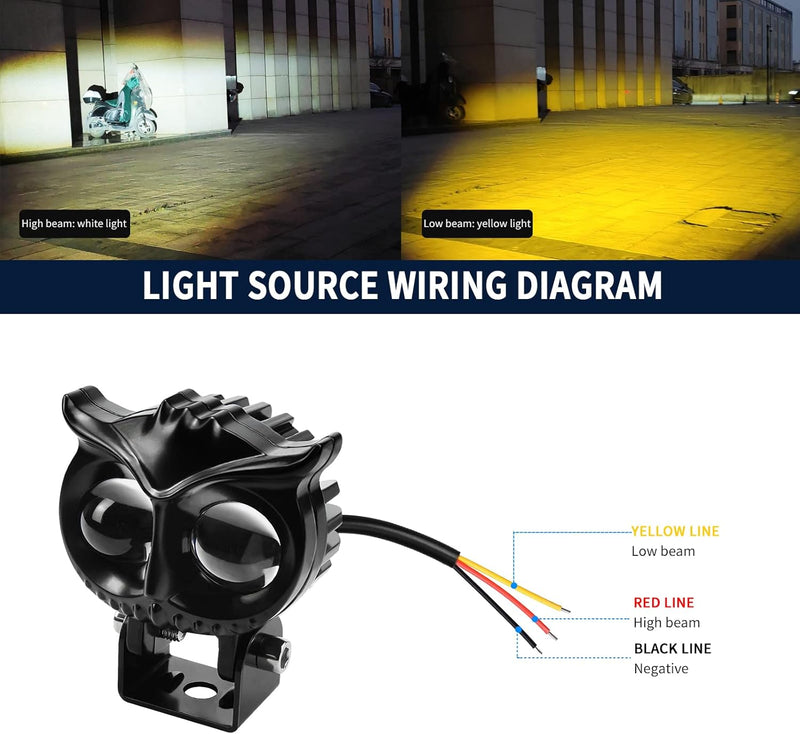 Faro LED con forma de búho para autos y motos