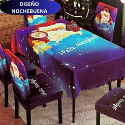 FUNDAS NAVIDEÑAS PARA JUEGOS DE COMEDOR + MANTEL PARA MESA| 7 PZ
