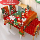 FUNDAS NAVIDEÑAS PARA JUEGOS DE COMEDOR + MANTEL PARA MESA| 7 PZ