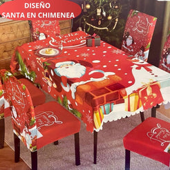 FUNDAS NAVIDEÑAS PARA JUEGOS DE COMEDOR + MANTEL PARA MESA| 7 PZ